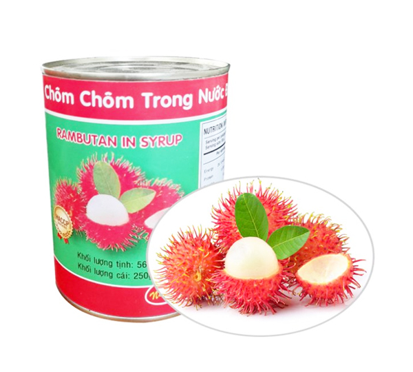 Canned rambutan soaked in sugar