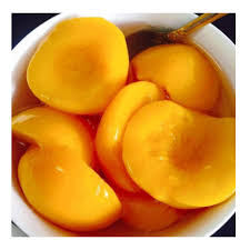 Canned peaches soaked in sugar