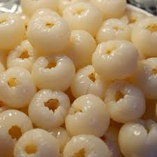 Lychee soaked in sugar and cut into pieces
